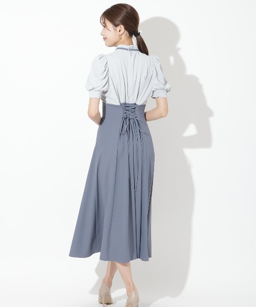 AND COUTURE（アンドクチュール）の「配色切替ピンタックドレス