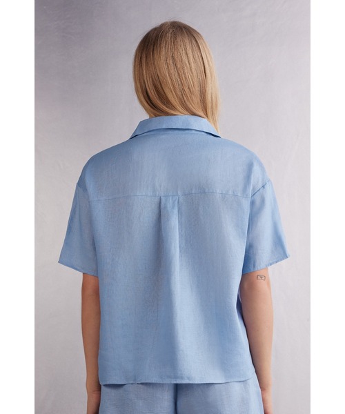 Intimissimi(インティミッシミ)の「The Pure Linen リネンファブリック ショートスリーブ シャツ(Tシャツ/カットソー・レディース・ホワイト/サンドベージュ/インディゴブルー/スカイブルー/カーキ/ピンクベージュ・M/S/L)」の20枚目の写真