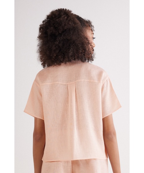 Intimissimi(インティミッシミ)の「The Pure Linen リネンファブリック ショートスリーブ シャツ(Tシャツ/カットソー・レディース・ホワイト/サンドベージュ/インディゴブルー/スカイブルー/カーキ/ピンクベージュ・M/S/L)」の10枚目の写真