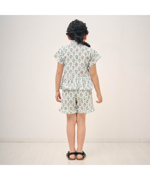 Ampersand（アンパサンド）の「総柄フリル甚平（浴衣・キッズ・クリーム/アイボリー/サックスブルー/ラベンダー・80/90/95/100/110/120/130/140）」の7枚目の写真