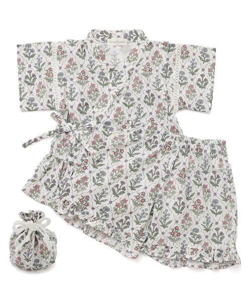 Ampersand（アンパサンド）の「総柄フリル甚平（浴衣・キッズ・クリーム/アイボリー/サックスブルー/ラベンダー・80/90/95/100/110/120/130/140）」の11枚目の写真