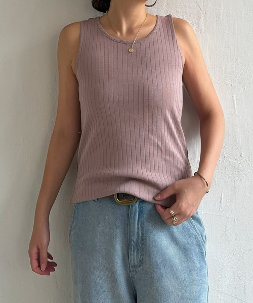 LBC（エルビーシー）の「【着やせ効果抜群】コットンUSA針抜きタンクトップ（タンクトップ・レディース・ダークオリーブ/ブラック/ベージュ/オレンジ/ホワイト・L/M）」の3枚目の写真