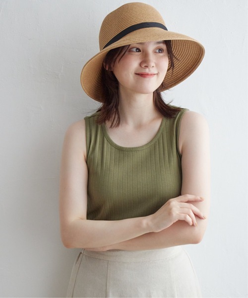 LBC（エルビーシー）の「【着やせ効果抜群】コットンUSA針抜きタンクトップ（タンクトップ・レディース・ダークオリーブ/ブラック/ベージュ/オレンジ/ホワイト・L/M）」の12枚目の写真