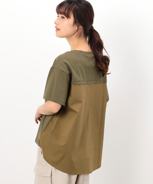 ONIGIRI（オニギリ）の「バックフレア　半袖Ｔシャツ（Tシャツ/カットソー・レディース・イエロー/カーキ/ブラウン/ネイビー/ホワイト・FREE）」の4枚目の写真