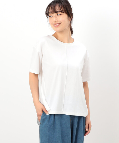 ONIGIRI（オニギリ）の「バックフレア　半袖Ｔシャツ（Tシャツ/カットソー・レディース・イエロー/カーキ/ブラウン/ネイビー/ホワイト・FREE）」の8枚目の写真