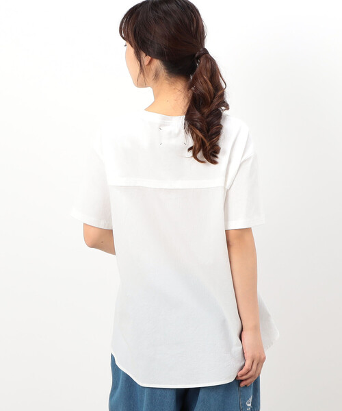 ONIGIRI（オニギリ）の「バックフレア　半袖Ｔシャツ（Tシャツ/カットソー・レディース・イエロー/カーキ/ブラウン/ネイビー/ホワイト・FREE）」の9枚目の写真