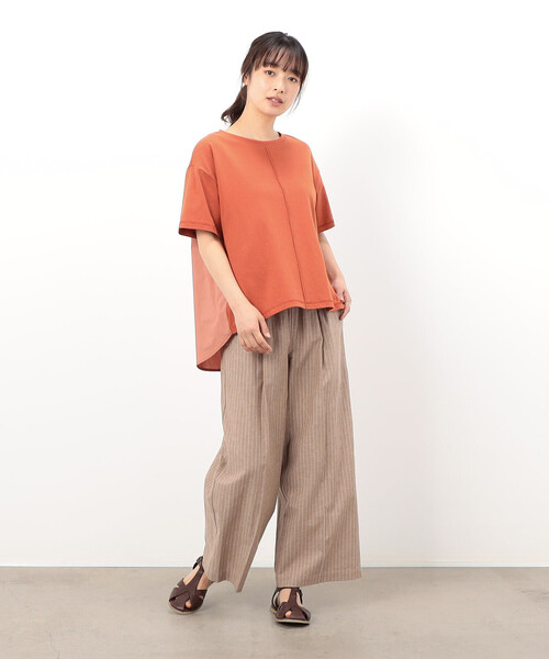 ONIGIRI（オニギリ）の「バックフレア　半袖Ｔシャツ（Tシャツ/カットソー・レディース・イエロー/カーキ/ブラウン/ネイビー/ホワイト・FREE）」の12枚目の写真