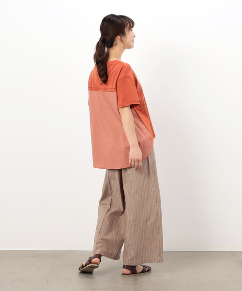 ONIGIRI（オニギリ）の「バックフレア　半袖Ｔシャツ（Tシャツ/カットソー・レディース・イエロー/カーキ/ブラウン/ネイビー/ホワイト・FREE）」の13枚目の写真