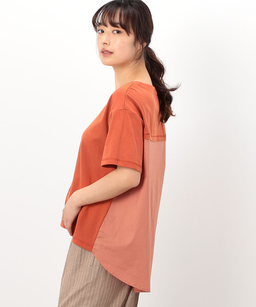 ONIGIRI（オニギリ）の「バックフレア　半袖Ｔシャツ（Tシャツ/カットソー・レディース・イエロー/カーキ/ブラウン/ネイビー/ホワイト・FREE）」の14枚目の写真