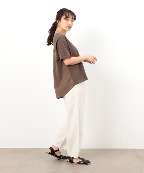 ONIGIRI（オニギリ）の「バックフレア　半袖Ｔシャツ（Tシャツ/カットソー・レディース・イエロー/カーキ/ブラウン/ネイビー/ホワイト・FREE）」の15枚目の写真