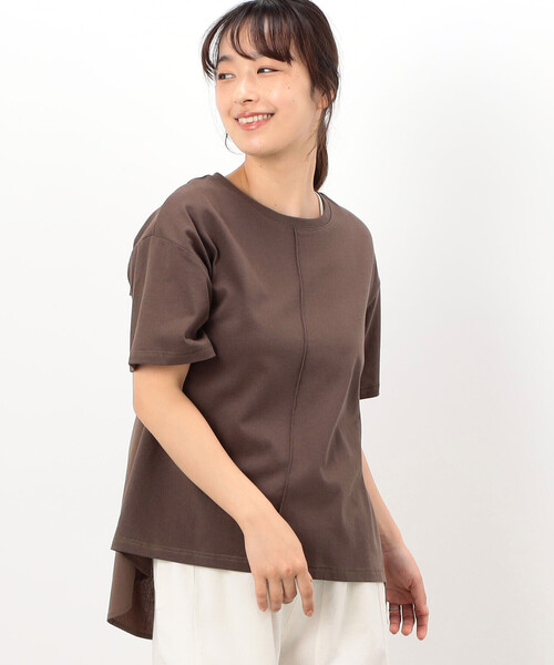 ONIGIRI（オニギリ）の「バックフレア　半袖Ｔシャツ（Tシャツ/カットソー・レディース・イエロー/カーキ/ブラウン/ネイビー/ホワイト・FREE）」の16枚目の写真