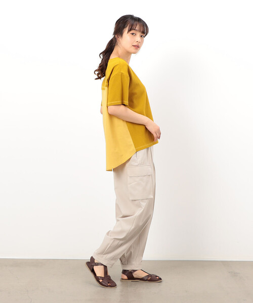 ONIGIRI（オニギリ）の「バックフレア　半袖Ｔシャツ（Tシャツ/カットソー・レディース・イエロー/カーキ/ブラウン/ネイビー/ホワイト・FREE）」の19枚目の写真