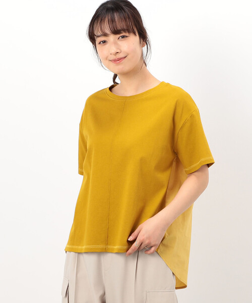 ONIGIRI（オニギリ）の「バックフレア　半袖Ｔシャツ（Tシャツ/カットソー・レディース・イエロー/カーキ/ブラウン/ネイビー/ホワイト・FREE）」の20枚目の写真