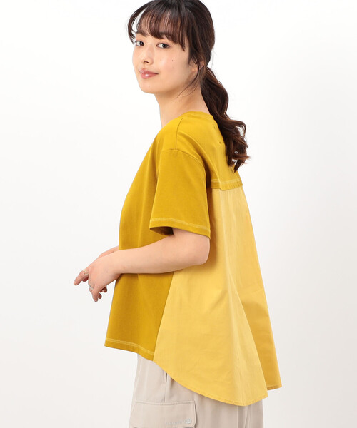 ONIGIRI（オニギリ）の「バックフレア　半袖Ｔシャツ（Tシャツ/カットソー・レディース・イエロー/カーキ/ブラウン/ネイビー/ホワイト・FREE）」の21枚目の写真