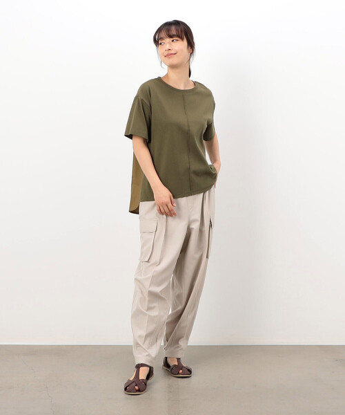 ONIGIRI（オニギリ）の「バックフレア　半袖Ｔシャツ（Tシャツ/カットソー・レディース・イエロー/カーキ/ブラウン/ネイビー/ホワイト・FREE）」の22枚目の写真