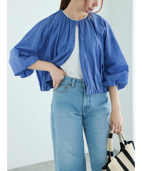 Te chichi（テチチ）の「クレープコットンギャザーブルゾン（ブルゾン・レディース・ブラック/オフホワイト/ブルー・F）」の7枚目の写真