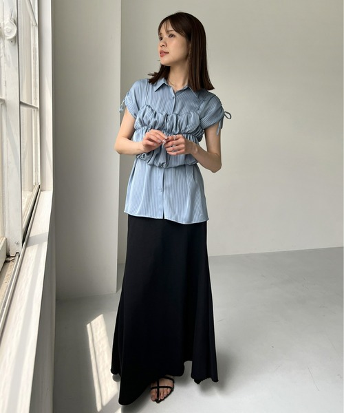 Olu.（オルドット）の「ストライプバルーンビスチェセット（シャツ/ブラウス・レディース・ブルー/ピンクベージュ・FREE）」の16枚目の写真