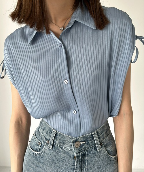 Olu.（オルドット）の「ストライプバルーンビスチェセット（シャツ/ブラウス・レディース・ブルー/ピンクベージュ・FREE）」の18枚目の写真