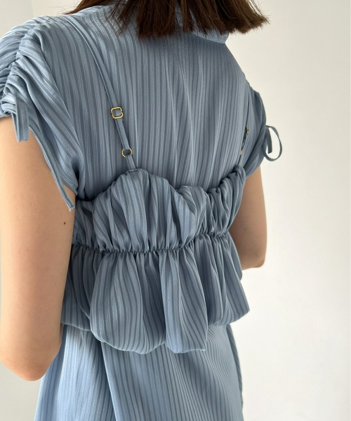 Olu.（オルドット）の「ストライプバルーンビスチェセット（シャツ/ブラウス・レディース・ブルー/ピンクベージュ・FREE）」の19枚目の写真