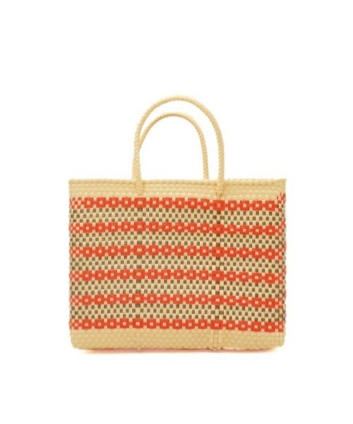 オレンジ 編み込みトートバッグ　メルカドバッグ MERCADO BAG - ROMBO - Orange / White (XS) | Letra｜レトラ