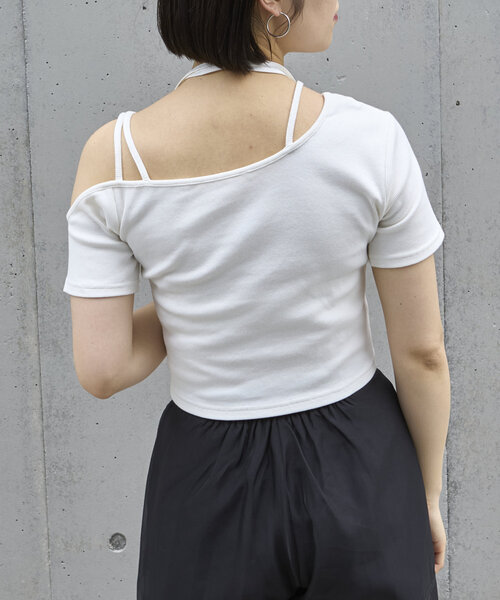 RAY CASSIN(レイカズン)の「ワンショルチョーカーTシャツ(Tシャツ/カットソー・レディース・ホワイト/ブラック/ピンク・FREE)」の10枚目の写真