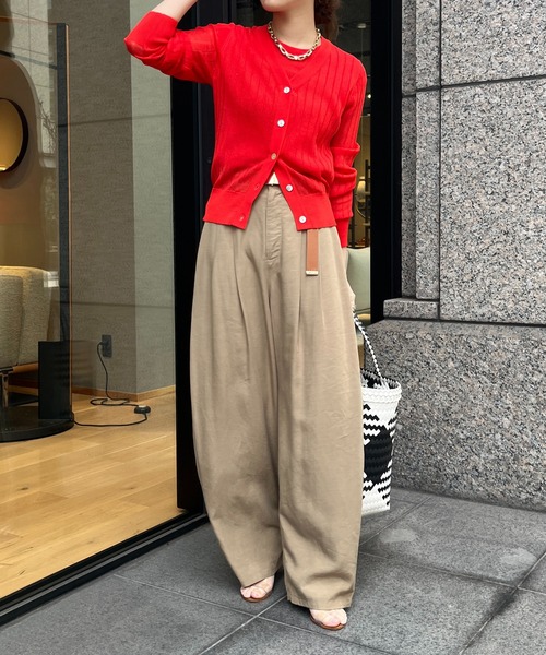 DouDou（ドゥドゥ）の「【WEB限定】 ニットカーディガン＋ニットタンクSET（カーディガン/ボレロ・レディース・オレンジ/ブラック/チャコールグレー・FREE）」の5枚目の写真