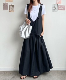ベルトショルダーペプラムワンピース