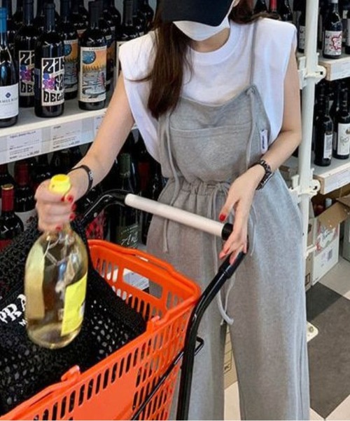 MAISON DE THERESE（メゾン ド テレーズ）の「ロープウエストワイドパンツサロペット（サロペット/オーバーオール・レディース・ブラック/グレー・M）」の10枚目の写真