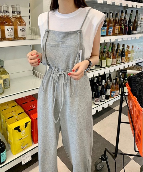 MAISON DE THERESE（メゾン ド テレーズ）の「ロープウエストワイドパンツサロペット（サロペット/オーバーオール・レディース・ブラック/グレー・M）」の9枚目の写真