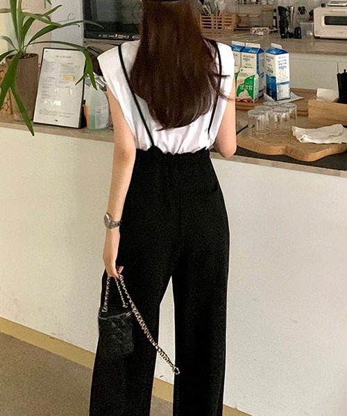 MAISON DE THERESE（メゾン ド テレーズ）の「ロープウエストワイドパンツサロペット（サロペット/オーバーオール・レディース・ブラック/グレー・M）」の5枚目の写真