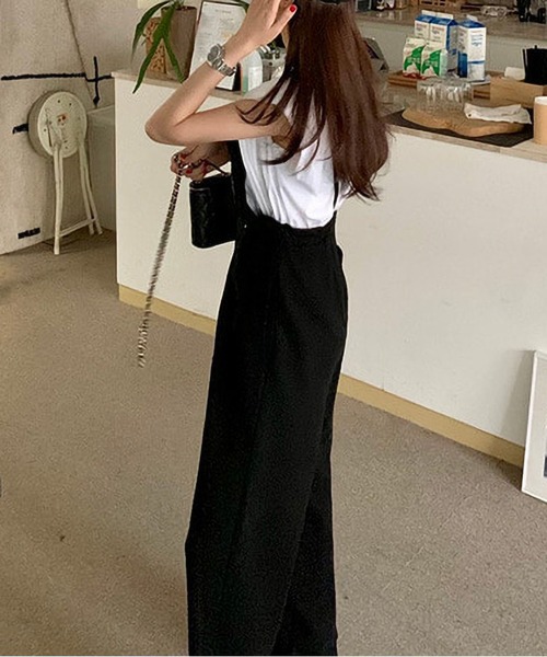 MAISON DE THERESE（メゾン ド テレーズ）の「ロープウエストワイドパンツサロペット（サロペット/オーバーオール・レディース・ブラック/グレー・M）」の4枚目の写真