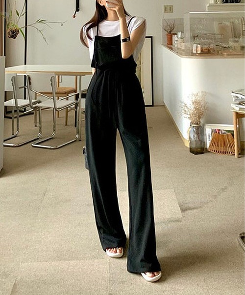 MAISON DE THERESE（メゾン ド テレーズ）の「ロープウエストワイドパンツサロペット（サロペット/オーバーオール・レディース・ブラック/グレー・M）」の8枚目の写真