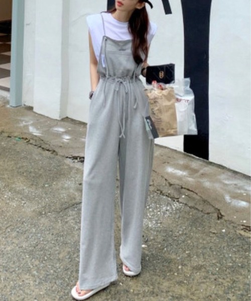 MAISON DE THERESE（メゾン ド テレーズ）の「ロープウエストワイドパンツサロペット（サロペット/オーバーオール・レディース・ブラック/グレー・M）」の13枚目の写真