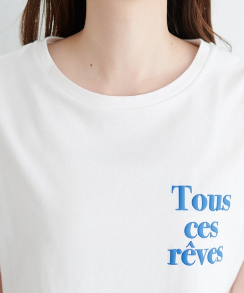 natural couture(ナチュラルクチュール)の「オーガニックコットンフレンチスリーブロゴT(Tシャツ/カットソー・レディース・ピンク/スミクロ/サックスブルー/オフホワイト・FREE)」の6枚目の写真