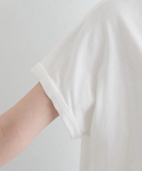 natural couture(ナチュラルクチュール)の「オーガニックコットンフレンチスリーブロゴT(Tシャツ/カットソー・レディース・ピンク/スミクロ/サックスブルー/オフホワイト・FREE)」の7枚目の写真