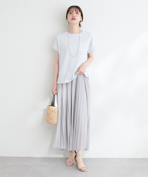 natural couture(ナチュラルクチュール)の「オーガニックコットンフレンチスリーブロゴT(Tシャツ/カットソー・レディース・ピンク/スミクロ/サックスブルー/オフホワイト・FREE)」の18枚目の写真