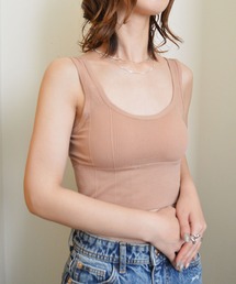 【8色/サイズ展開】カップ付きタンクトップ シームレスブラトップ リラックスインナー ヘルシースタイル