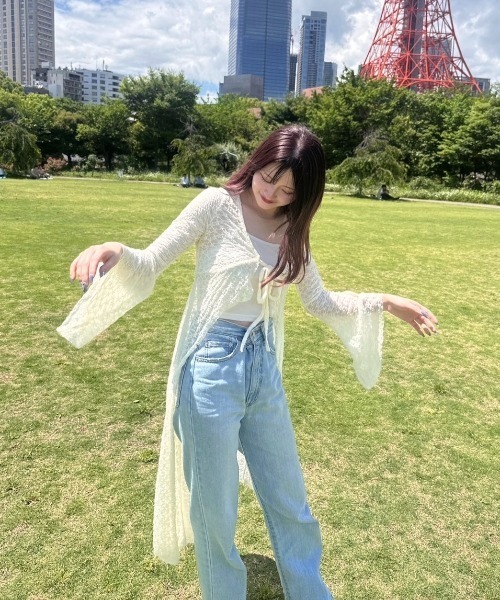 mellowneon(メロウネオン)の「レースフレアガウン/ガウン/カーディガン/シアー(カーディガン/ボレロ・レディース・ホワイト・FREE)」の9枚目の写真