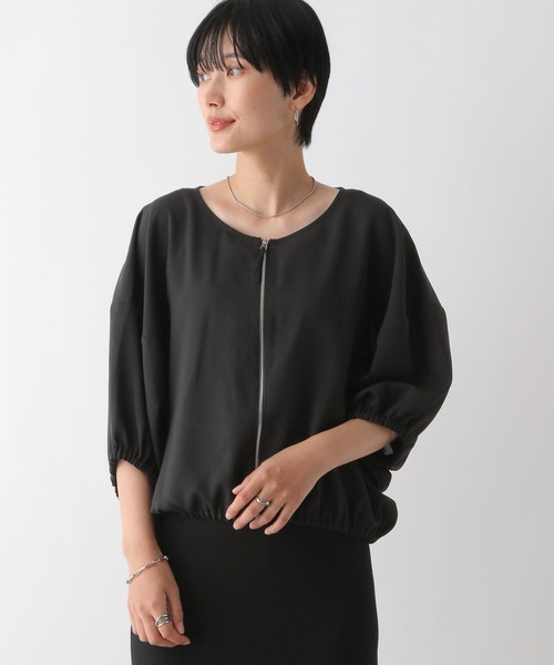 LEPSIM(レプシィム)の「ZIPコンパクトブラウス 116421(シャツ/ブラウス・レディース・ライム/ブラック/オフホワイト・FREE)」の5枚目の写真