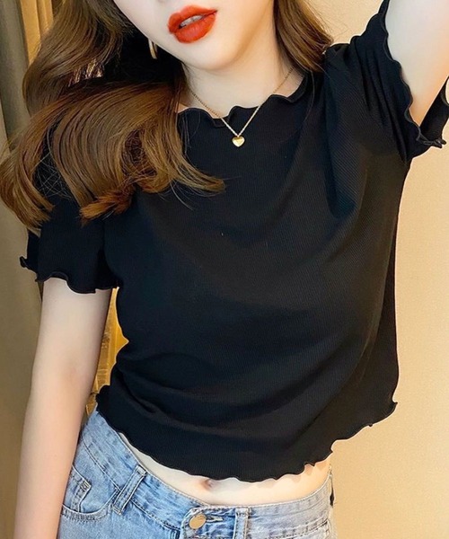 almo（アルモ）の「メロウシースルートップス/半袖(se)（Tシャツ/カットソー・レディース・ピンク/グリーン/ホワイト/ブラック・FREE）」の2枚目の写真