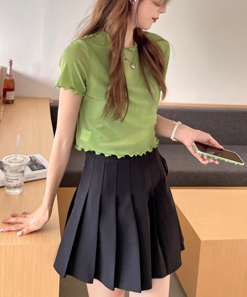 almo（アルモ）の「メロウシースルートップス/半袖(se)（Tシャツ/カットソー・レディース・ピンク/グリーン/ホワイト/ブラック・FREE）」の19枚目の写真
