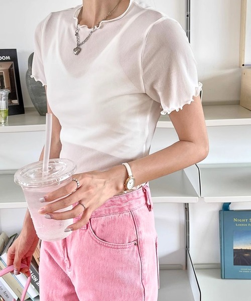 セール】メロウシースルートップス/半袖(se)（Tシャツ/カットソー