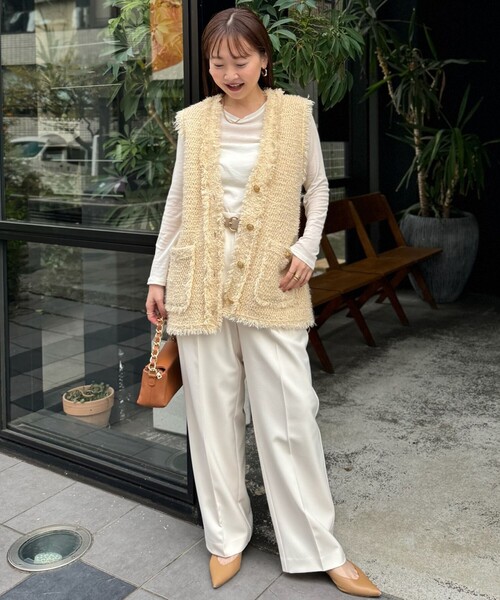 NOLLEY’S（ノーリーズ）の「ツイードフリンジベスト（ベスト・レディース・ネイビー/ベージュ・38）」の4枚目の写真