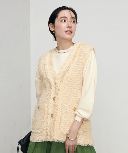 NOLLEY’S（ノーリーズ）の「ツイードフリンジベスト（ベスト・レディース・ネイビー/ベージュ・38）」の11枚目の写真