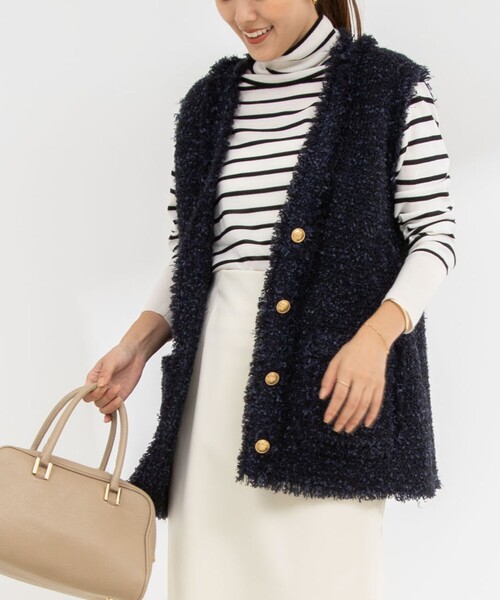 NOLLEY’S（ノーリーズ）の「ツイードフリンジベスト（ベスト・レディース・ネイビー/ベージュ・38）」の14枚目の写真