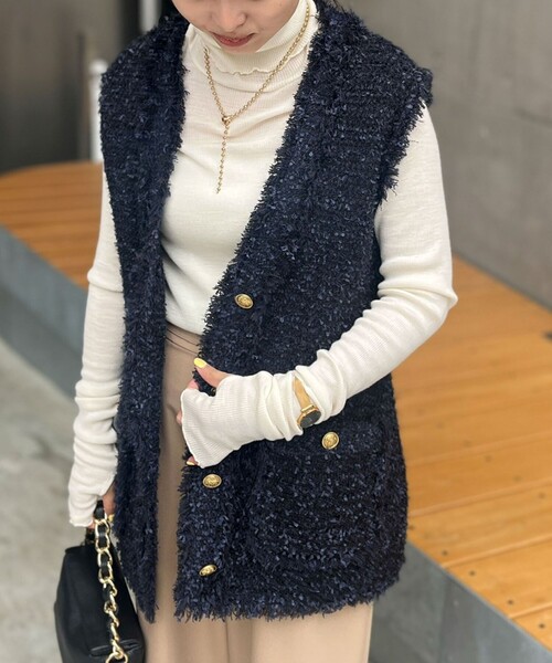 NOLLEY’S（ノーリーズ）の「ツイードフリンジベスト（ベスト・レディース・ネイビー/ベージュ・38）」の16枚目の写真