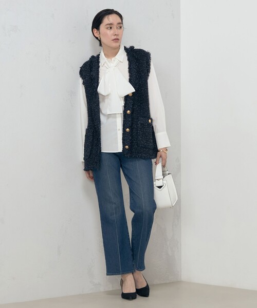 NOLLEY’S（ノーリーズ）の「ツイードフリンジベスト（ベスト・レディース・ネイビー/ベージュ・38）」の20枚目の写真