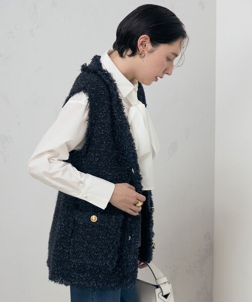 NOLLEY’S（ノーリーズ）の「ツイードフリンジベスト（ベスト・レディース・ネイビー/ベージュ・38）」の22枚目の写真