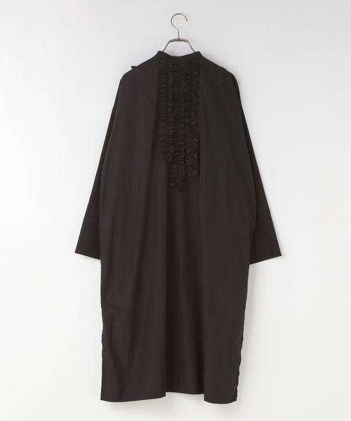 LOWRYS FARM（ローリーズファーム）の「ナイロンフリルシャツワンピースＬＳ　 145391（シャツワンピース・キッズ・ブラック/ホワイト・FREE）」の3枚目の写真