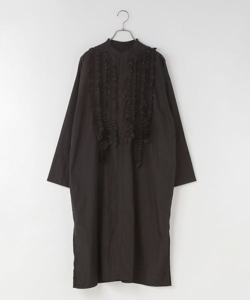 LOWRYS FARM（ローリーズファーム）の「ナイロンフリルシャツワンピースＬＳ　 145391（シャツワンピース・キッズ・ブラック/ホワイト・FREE）」の12枚目の写真